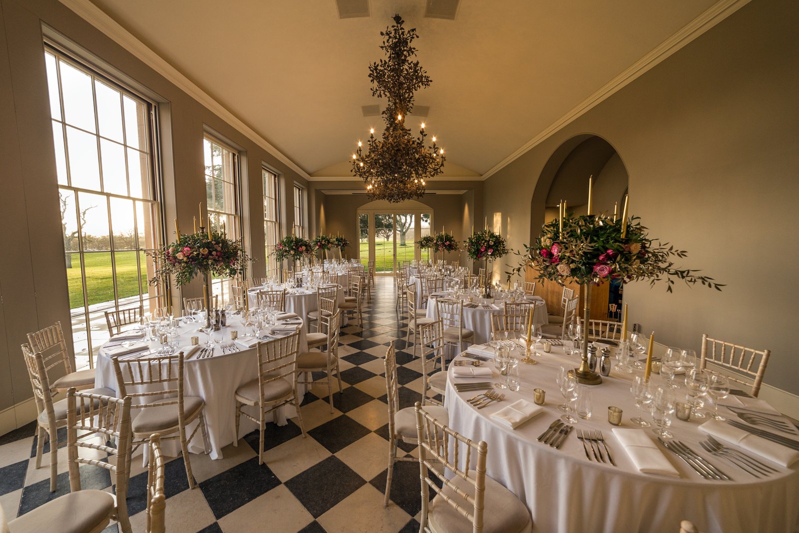 The hall set for Christmas dinner